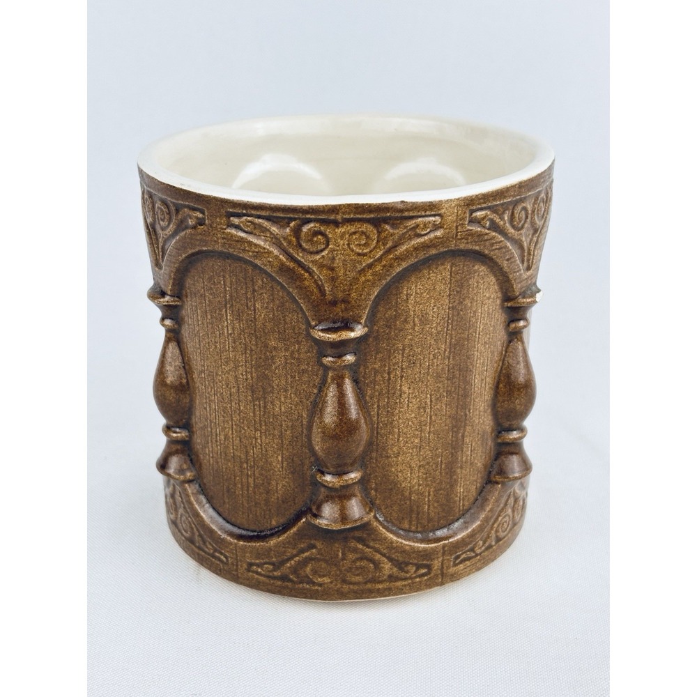 Vintage Brown Glazed Ceramic Cachepot - Mid Century Planter MCM Pot Holder Retro